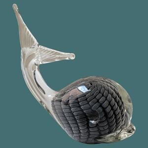 Vintage 1980s Murano V. Nason & Co. Grey Sfumato Whale Paperweight